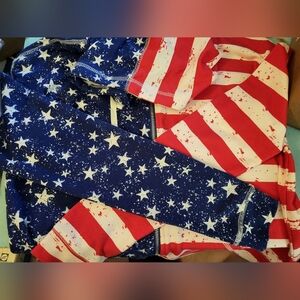 Cute Star Spangled Banner hooded Lightweight Sweat Jacket sz S